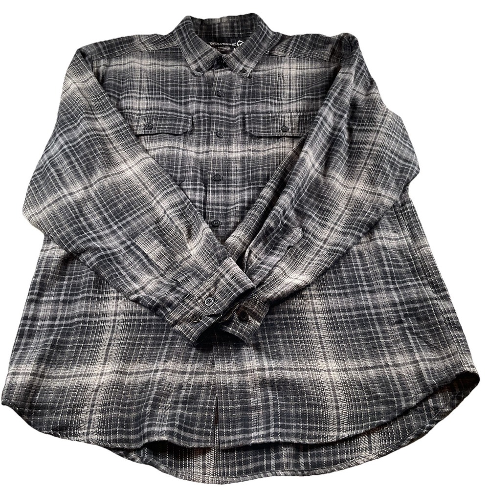 Wolverine Flannel Shirt  Large Grey‎ Plaid